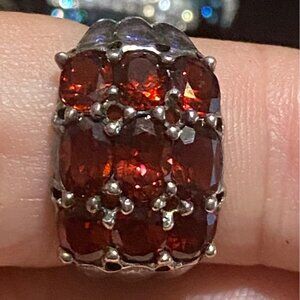 Ring Size 7.5 Garnet Sterling Silver 925 Women Semi-Precious Stone